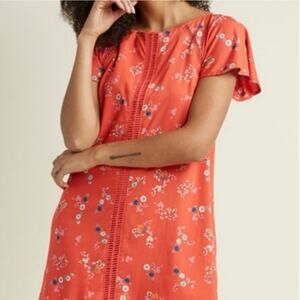 ModCloth Coral Floral Flutter Sleeve Floral Dress XL